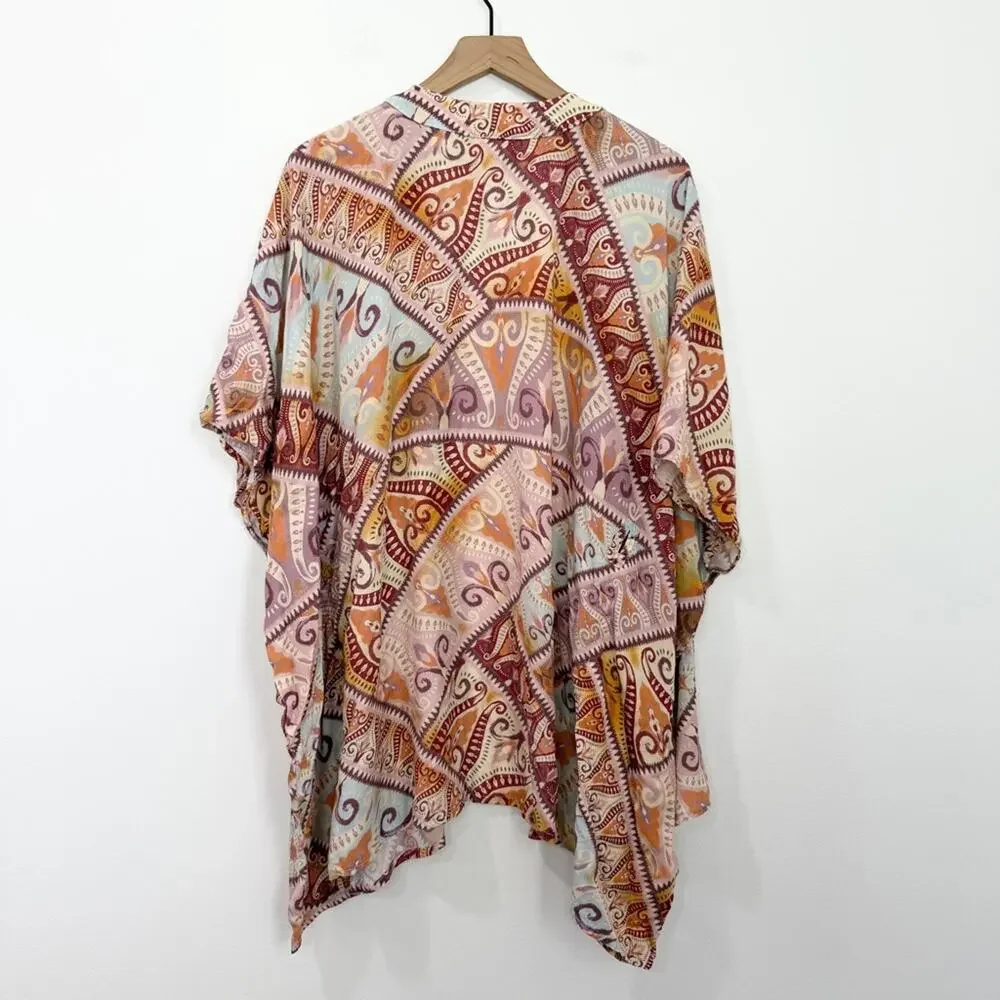 Agua Bendita Cora Leva Tunic Beach Coverup Multicolor One Size ** missing tie